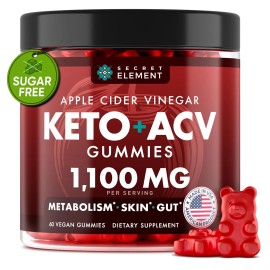 Secret Element 60 Gomitas Vinagre De Manzana 1100mg Para Bajar De Peso Sabor a Cereza En Oferta