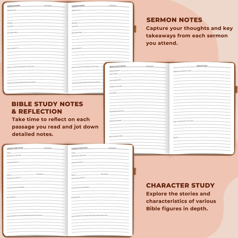 JOTFLY Bible Study Journal - Church Notes Notebook for Note