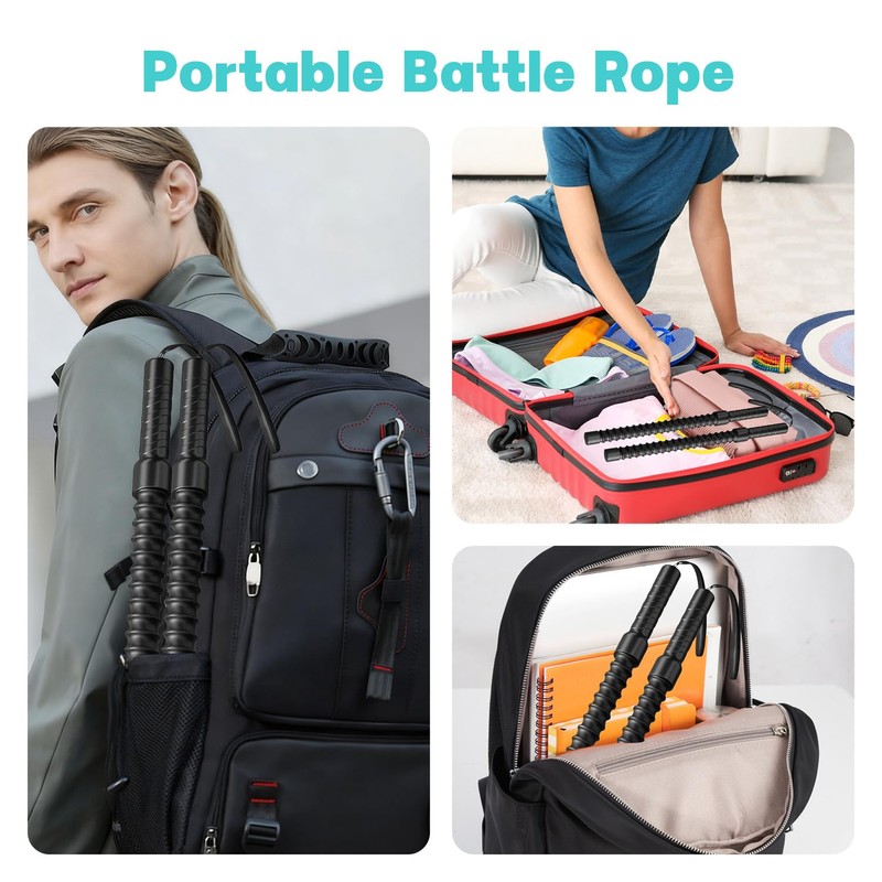 Ropeless Battle Ropes, Weighted Portable Workout Ropes For Home Gym