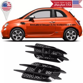 SdeelCase 8.5" x 3.5" ABS Black Side Fender Intake Air Vent w/ Mesh Insert For Mercedes