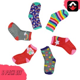 PEAK 2 PEAK Unisex Infant, Baby and Toddler 6-Pack assorted Ankle Socks - Designs and Colors (Rainbow, 6-12 Months)