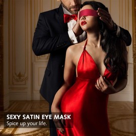 2 Pcs Satin Eye Cover, Soft Comfortable Silk Sleeping Cover Blindfold Tie for Valentine's Day, Sexy Adjustable Silk Eye Cover,Blackout Sleep Blindfoldfor for Travel Supplies Couples (Pink, Purple)