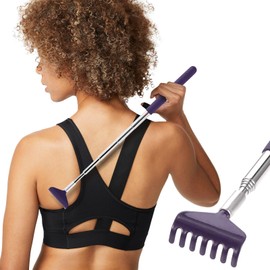 YAJODI 1 Pack Extendable-Portable Extendable Back Scratcher, Upgraded Metal Stainless Steel Telescoping Back Scratcher Tool for Thanksgiving, Birthday, Christmas Gifts (Purple-1pcs)