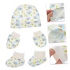 TOVINANNA 1Set Cotton Costume Set Newborn Hat Scratch Gloves Foot