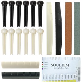 19 Piece Acoustic Guitar Pins Acoustic Guitar Bridge String Measuring Ruler for Acoustic Guitars Grinding Sets for Guitar Bridge