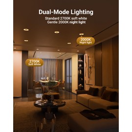 Sunco 6 Pack BR30 Night Light, Sleep Light Bulb, Blue Light Blocking for Lamp, Bedroom, Mood Soothing, Nursery, 8.5W=55W, 2CCT 2700K, 2000K, Dimmable, 800 LM (80 LM Night Light), E26 Medium Base UL