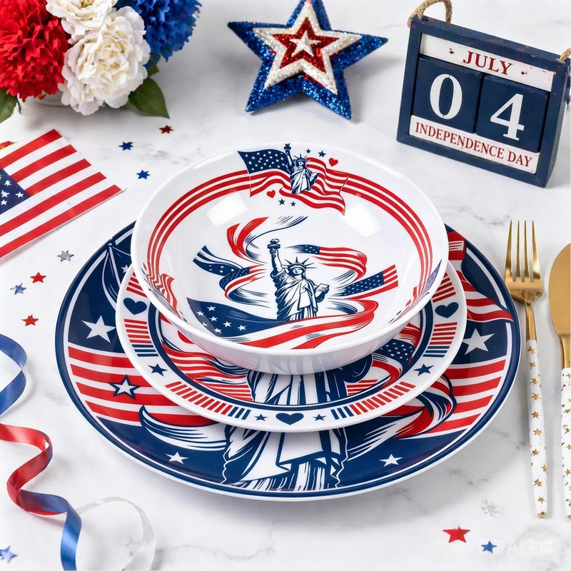Webbylee 12 Piece Melamine Dinnerware Set,Unbreakable Plates and Bowls with
