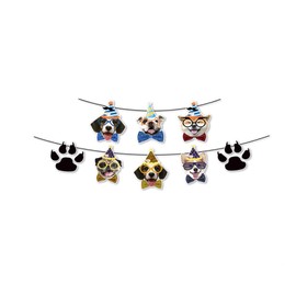Dog Faces Claws Party Banner Set Dogs Birthday Party Supplies Dog Portrait Banner Dog Theme Party Bunting Decoration
