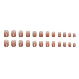 24PCS Short False Nails with Glue Stickers,Coffin Full Cover Acrylic Nails Press on Nails no Glue,Glitter Gradient French Fake Nails Stick on Nails for Women and Girls Nail Art