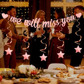 MDLLDM We Will Miss You Banner Leaving Party Decorations for Going Away Farewell Graduation Retirement Party Decorations Rose Gold