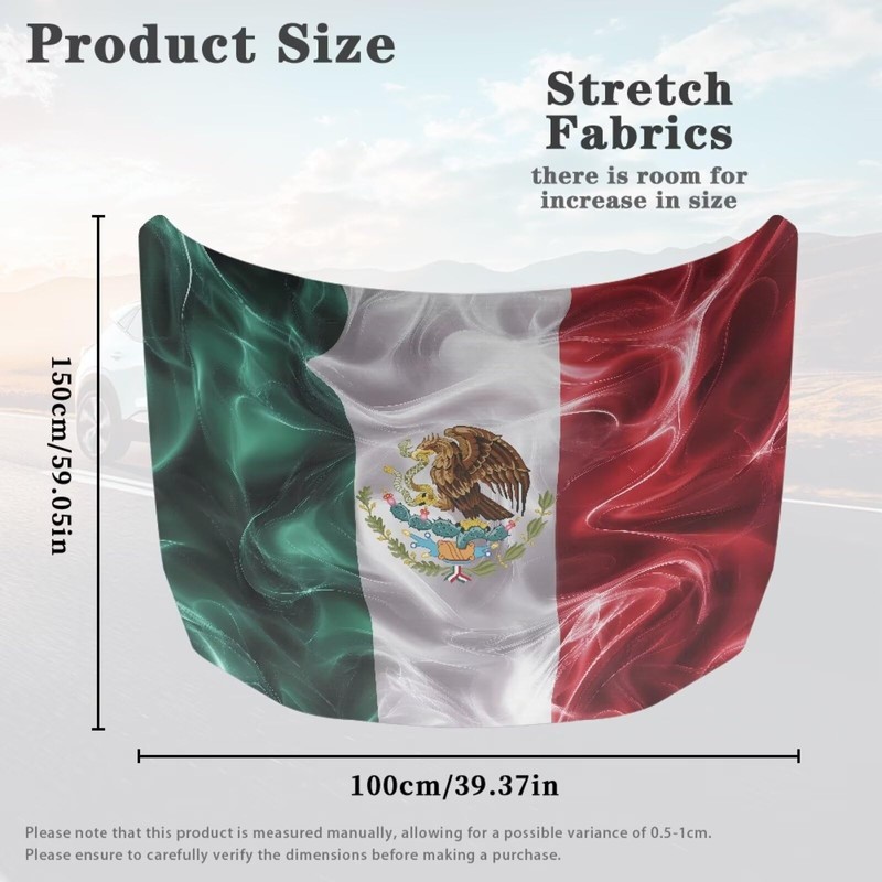 Mumeson Mexico Flag Car Hood Cover Stretch Polyester Protector with