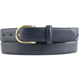 BELTINGER High Quality Women's Belt Made of Full Cowhide Leather with Golden Belt Buckle 3.0 cm | Cambered Leather Belt Women's 30 mm | Women's Belt Made in Italy, Navy, gold