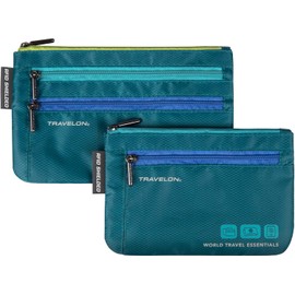 Travelon Travelon World Travel Essentials juego de 2 moneda y Passport organizadores bolso de viaje, Verde azulado (Peacock Teal), Una talla