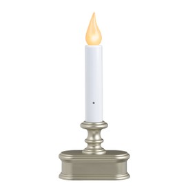 Xodus Innovations FPC1221P Battery Operated LED Dusk to Dawn Window Candle Polycarbonate, with Realistic Amber Flame, Pewter