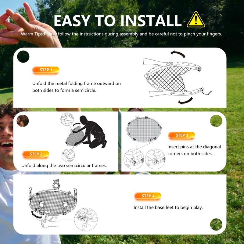 VEXOMIX Foldable Metal Roundnet Game Set for Outdoor Lawn &
