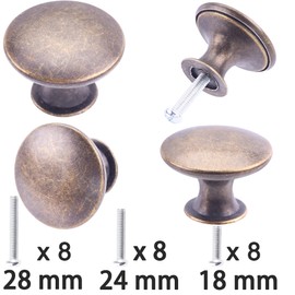 8 Pack Delicate Design Round Antique Breen Bronze Kitchen Cabinet Knobs Cupboard Door Knobs 1.18-INCH Breen Bronze Drawer Handle Pulls Dresser Knobs with 8 Pcs Screws for Bathroom Drawer Door Hardware