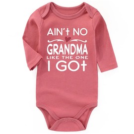 AIZFFZY Grandma Baby Clothes For Girl grandmas boy Newborn Baby Romper Funny Baby Bodysuits Gifts For Baby, Long I Got Grandma Mauve, 6-9 Months