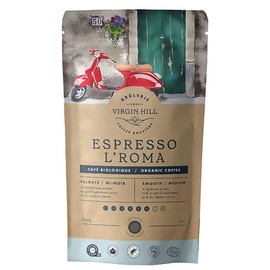 Virgin Hill Coffee - Organic Espresso L'Roma - Smooth Intensity & Medium Roast - Three Quarters of a Pound of High-Grade Ground Coffee - 12oz / 340 grams