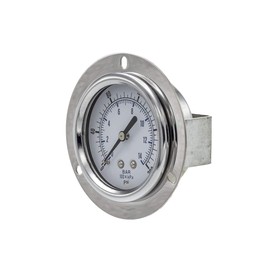 PIC Gauges 104D-258G Front Flanged Panel Mount Dry Pressure Gauge w/ Chrome Plated Steel Case, Brass Internals, Chrome Bezel, Plastic Lens, 2.5" Dial, 0/200 psi Range, 1/8" Male NPT