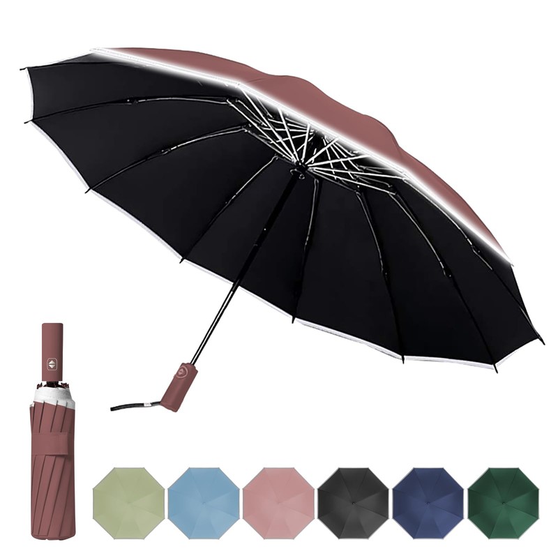 DAWNTREES Windproof Travel Umbrella,Automatic Opening And Closing,Compact, Sturdy, and Lightweight,Sun