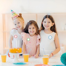 180 Pcs Polka Dot Colorful Name Tags Labels Stickers, 9 Designs Round Blank Large Nametags Badge Labels Stickers for Themed Home School Party Family 3x2 inches