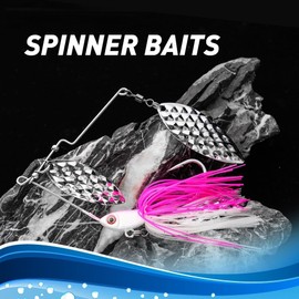 SKYGYM 1.3oz Spinner Baits for Bass Fishing Multi-Color, Double Willow & Colorado Blades with Silicone Hubbed Skirt Bass Spinner baits, (Pink)