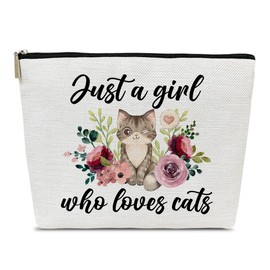 Cat Lover Gift Travel Cosmetic Bag, Cat Mother Gift Makeup Bag, Cat Themed Gift, Cat Mom Mothers Day Gift, Cat Mom Stuff Cat Purse, Cat Gift for Girl, Animal Lovers Gift, Just A Girl Who Loves Cat