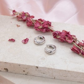 Tuscany Silver Women's Sterling Silver Rhodium Plated 17 mm Chunky Twist Tube Hoop Hoop Earrings, Silver