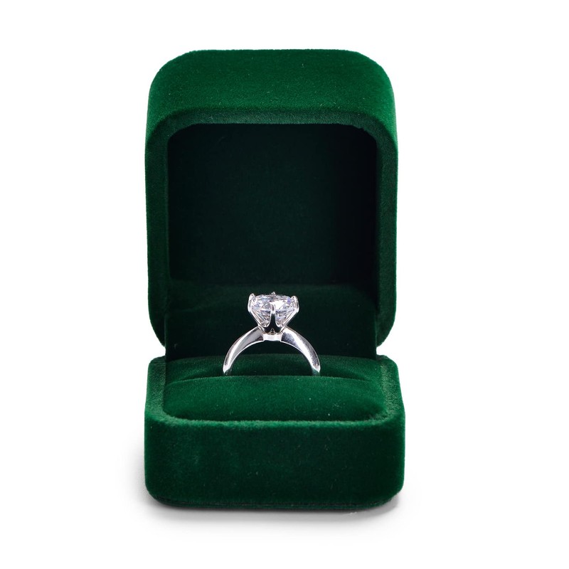 Oirlv Dark Green Velvet Ring Box Luxury Ring Box Flip