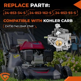 2485334-S Carburetor, Fit For Kohler CH25 CH27 CH730 CH740 25HP 27HP, For Lawn Mowers, Cub Cadet, Sawmill, Welding Machine, Replace# 24-853-162-S, 24-853-93-S Carb, W/Carbon Dirt Jet Cleaner Tool Kit