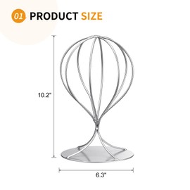 SUIKIHUM 1 Pack - Iron Hat Display Stand, 10" Modern Durable Stable Tabletop Closet Hat Cap Rack Appropriate for Fedora Hat Cowboy Hat, Silver