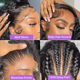 13X6 HD Full lace front wigs human hair pre plucked,200% Density Deep Wave Curly Human hair Wig For Black Women,13X6 Full Lace Frontal Natural Hairline 20 Inch