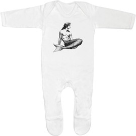 Azeeda 3-6 Monate 'Meermann sitzend' Baby Strampler/Schlafanzug (SS00101926)