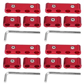 Separador de cables de bujía, 12 piezas de aleación de aluminio para bujía, 8 mm, 9 mm, 10 mm (rojo)