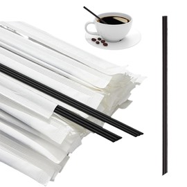 Ouliget Independent Packaging Three Hole Coffee Stirrers Sticks,2 in 1 Disposable Plastic Coffee Straw for Coffee Milk Tea Cocktail Party Drinking (Black 9 Inches)