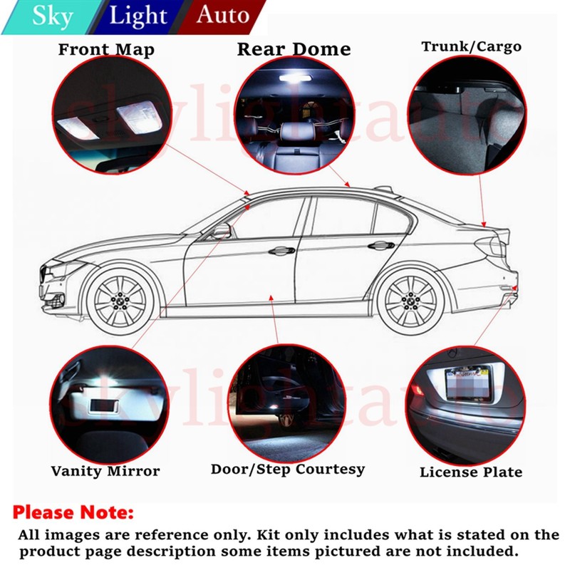 skylightauto 14pcs LED Premium Blue Light Interior Package Deal for