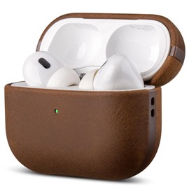 LOPIE Case for AirPods Pro 2nd Generation - Handmade AirPods Pro 2 Case Cover - Made of Crazy Horse Leather - Protective Hard Shell Cover Compatible with Wireless Charging - Vintage Style - Dark Brown