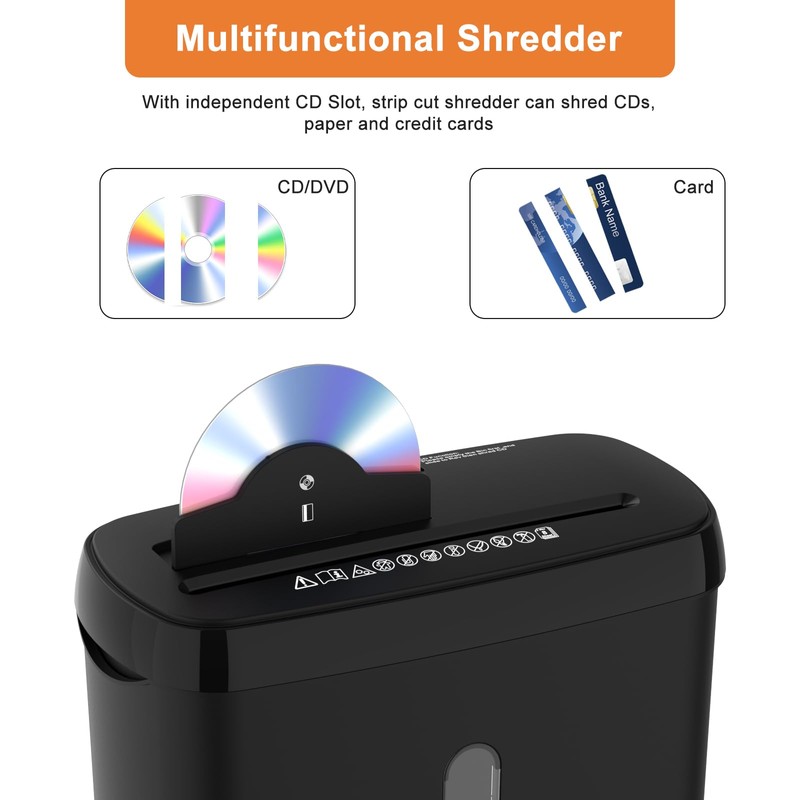 Home Office Paper Shredder,Woolsche 10-Sheet Strip Cut with 3.17-Gallon Basket,P-2