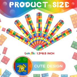 Civaner 24 Pieces Color Brick Party Colorful Building Blocks Pattern Slap Bracelets for Party Favors / Supplies for Kids Teens Adults