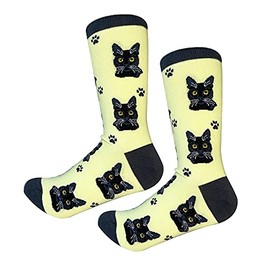 E&S Pets Black Cat Socks - 200 Needle Count - Cotton Socks - Soft and Comfortable - One Size Fits Most - Unisex