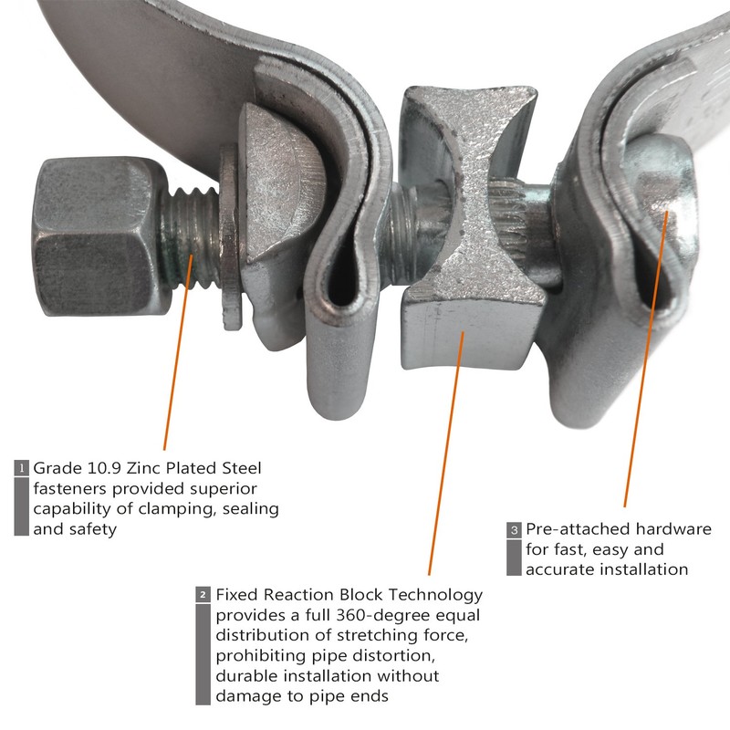 ROADFORMER 5 inch Exhaust Clamp Narrow Band Clamps - Aluminized