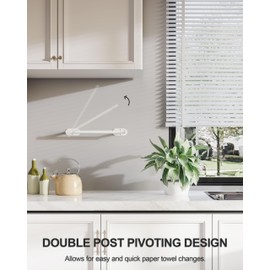 WZKALY White Paper Towel Holder Under Cabinet, Self Adhesive or Wall Mounted SUS304 Stainless Steel Paper Towel Holder for Kitchen, Bathroom, Farmhouse, Barbecue and Laundry (White)