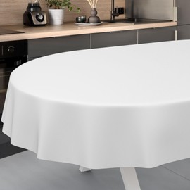 Oilcloth Tablecloth Washable Oilcloth Garden Tablecloth Outdoor Indoor Oval 220 x 140 cm Cut Edge White