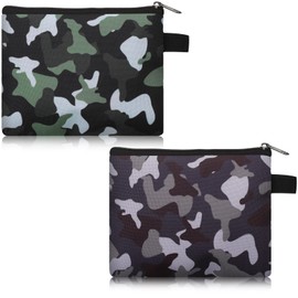 2 Pcs Camo Small Coin Purse Cash Change Wallet Key Holder Money Pouch for Men Women (Classic Color)