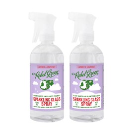 Rebel Green Sparkling Glass Spray - Streak-Free Natural Glass Cleaner for Windows, Mirrors, and Surfaces - Lavender & Grapefruit Scent - 16 oz - 2 Pack