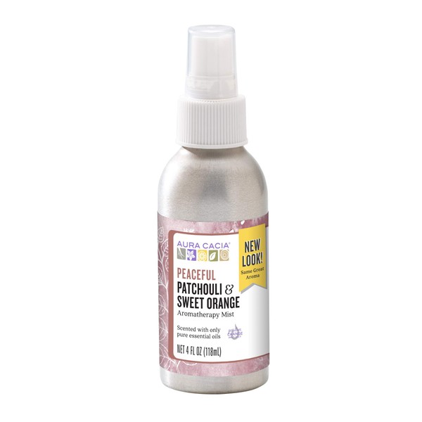 Aura Cacia Peaceful Patchouli and Sweet Orange Mist | GC/MS Tested for Purity | 118 ml (4 fl. oz.)