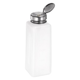 HARFINGTON Solvent Alcohol Dispenser 500ml(16.9oz) Push Down Liquid Dispenser Pump with Sealing Stainless Steel Lid for Acetone Cleanser Polish Remover, White