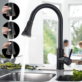 iFealClear Universal Pull Down Kitchen Faucet Spray Head, 3 Function Kitchen Sink Sprayer Replacement Nozzle, Compatible with Moen, Delta, Kohler, American Standard, 15 Adapters, Oil Rubbed Bronze