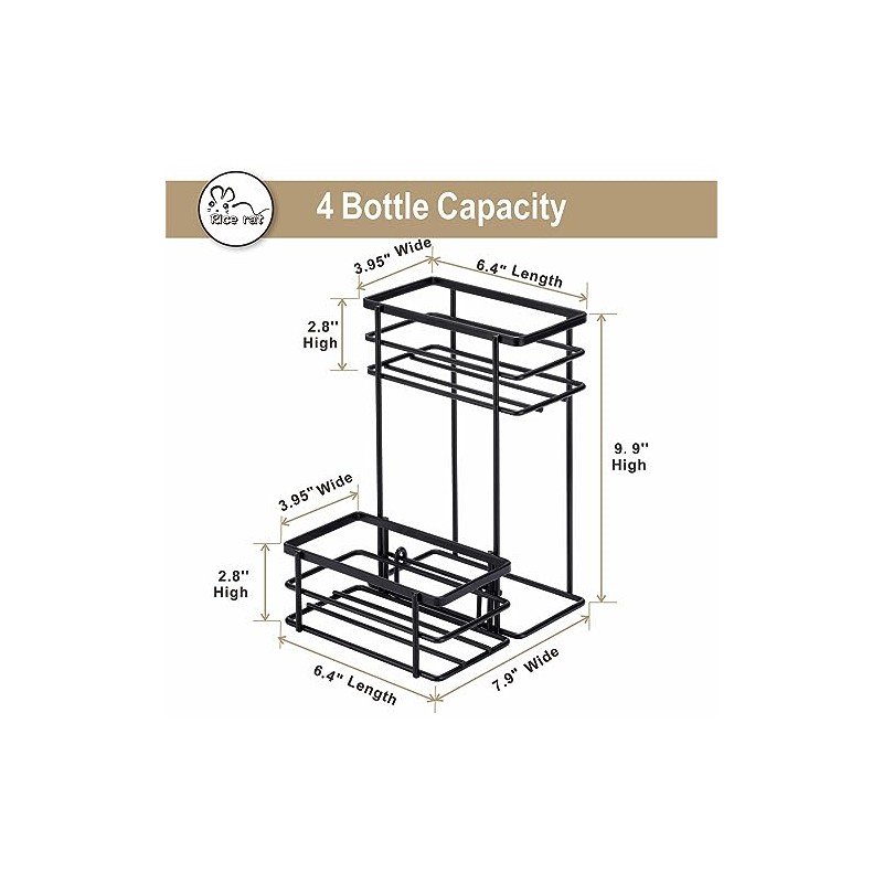 Rice rat Coffee Syrup Organizer Rack, (4 Bottle Capacity),2 Tier