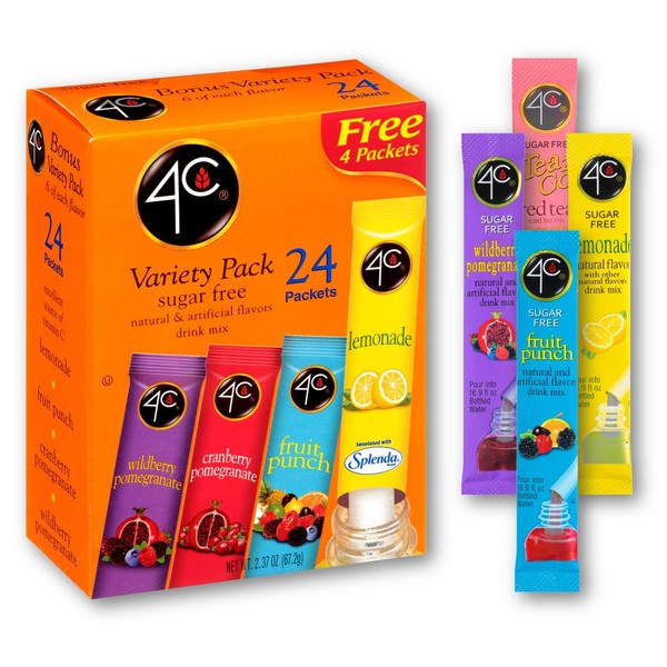 4C Totally Light To Go Bonus Variety Pack, 4 Flavors, 24-Count Boxes (Pack of 3)